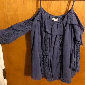 Denim off the shoulder blouse